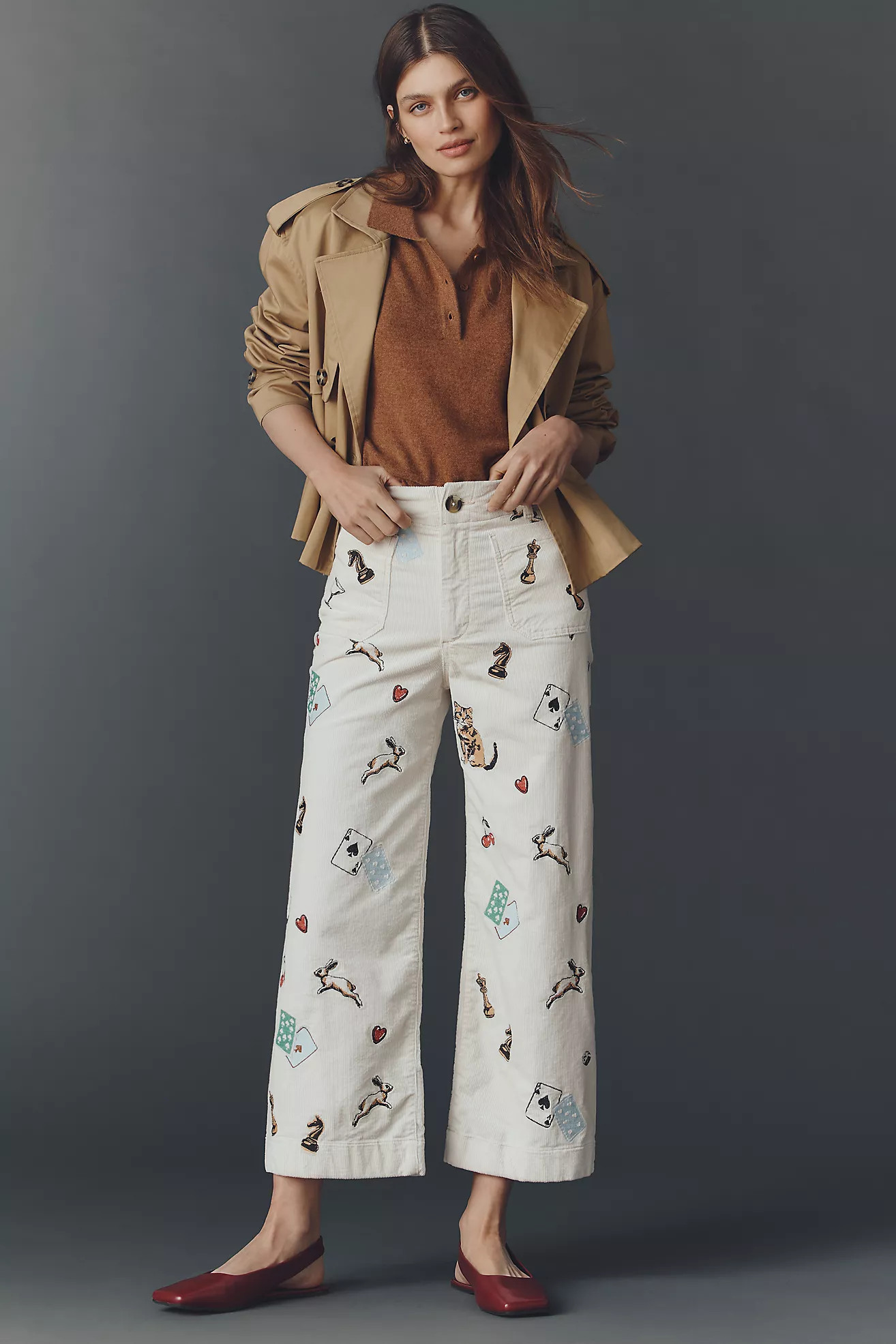 The Colette Crop Printed Corduroy Wide-Leg Pants | Anthropologie (US)
