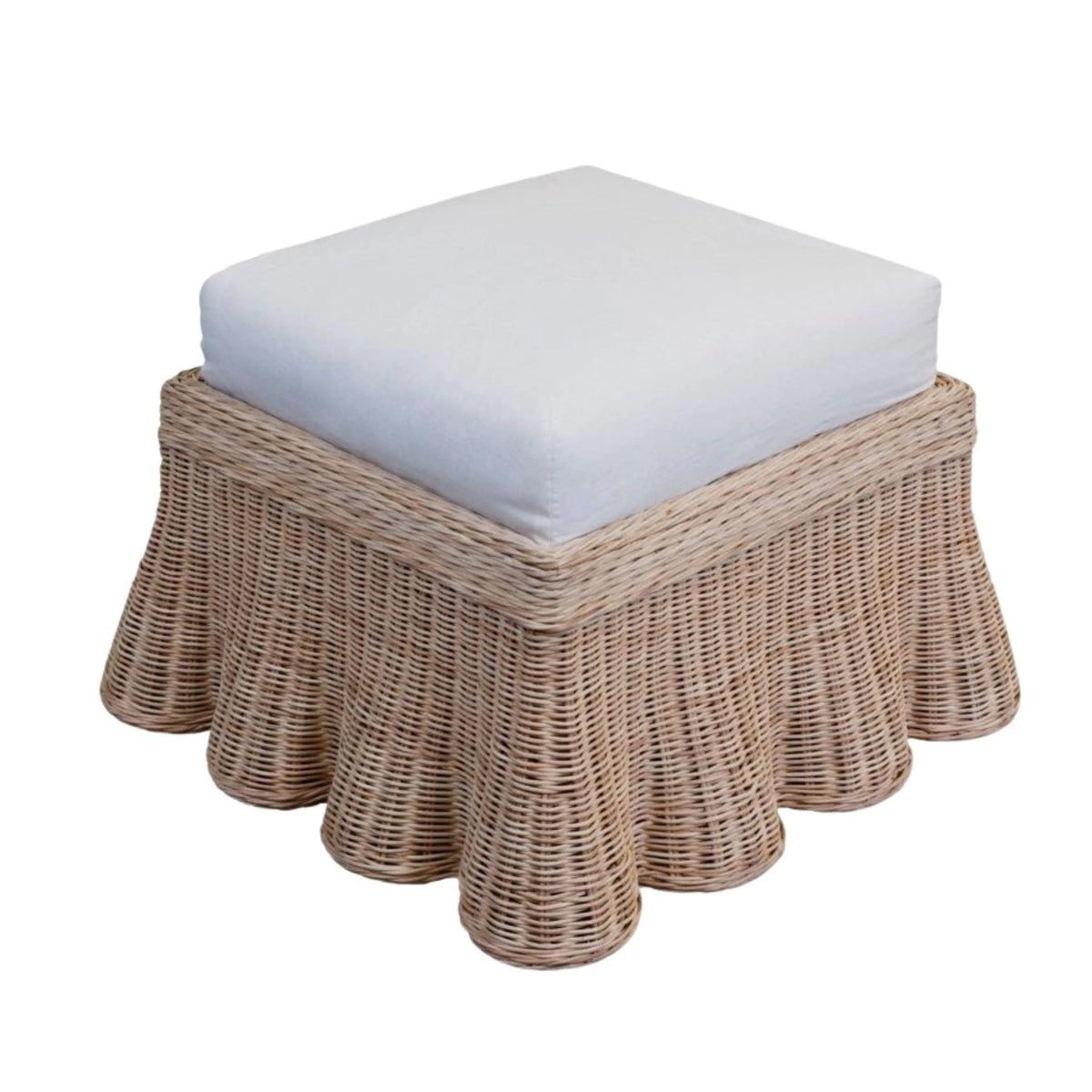 Scalloped Square Upholstered Ottoman | The Well Appointed House, LLC