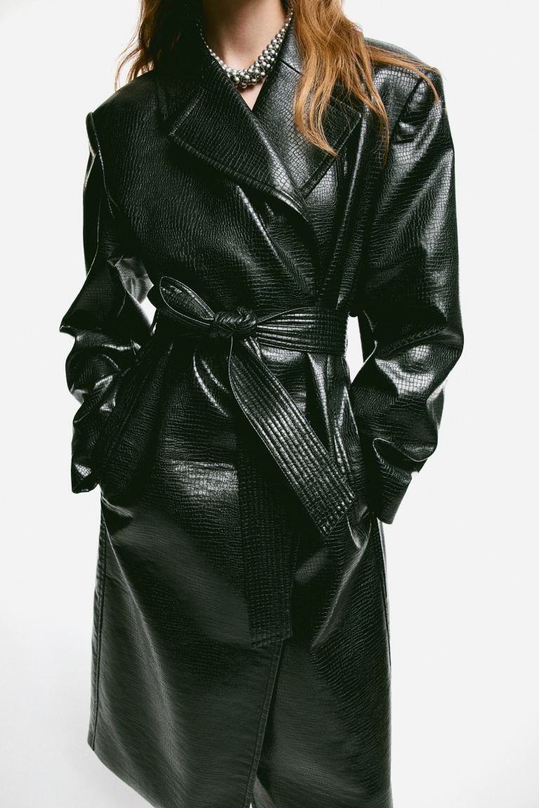 Coated Trench Coat - Black - Ladies | H&M US | H&M (US + CA)
