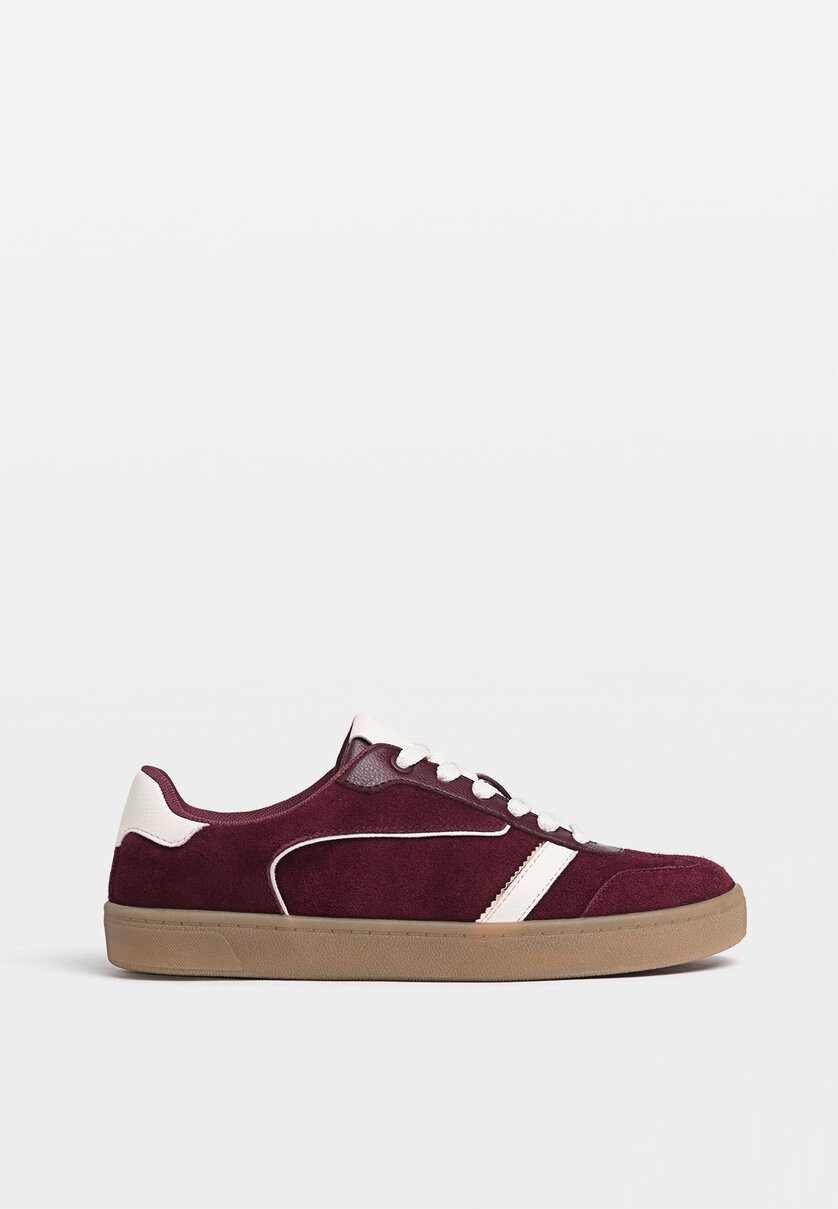 Leather trainers with pieces - Women's fashion | Stradivarius United Kingdom | Stradivarius (UK)