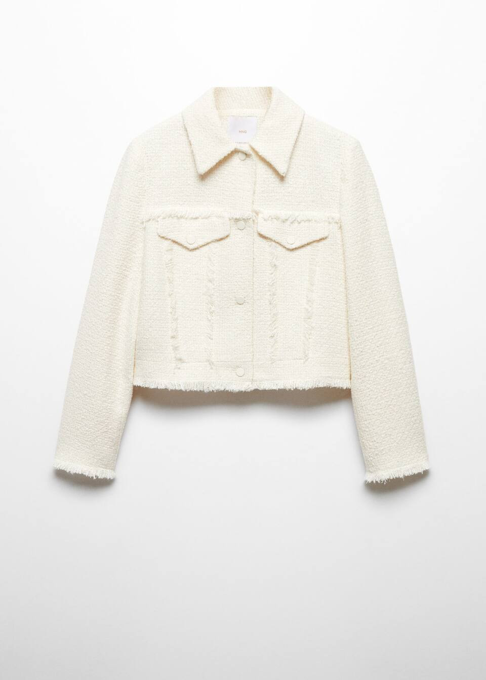 Tweed blazer with fringed seams -  Women | Mango USA | MANGO (US)