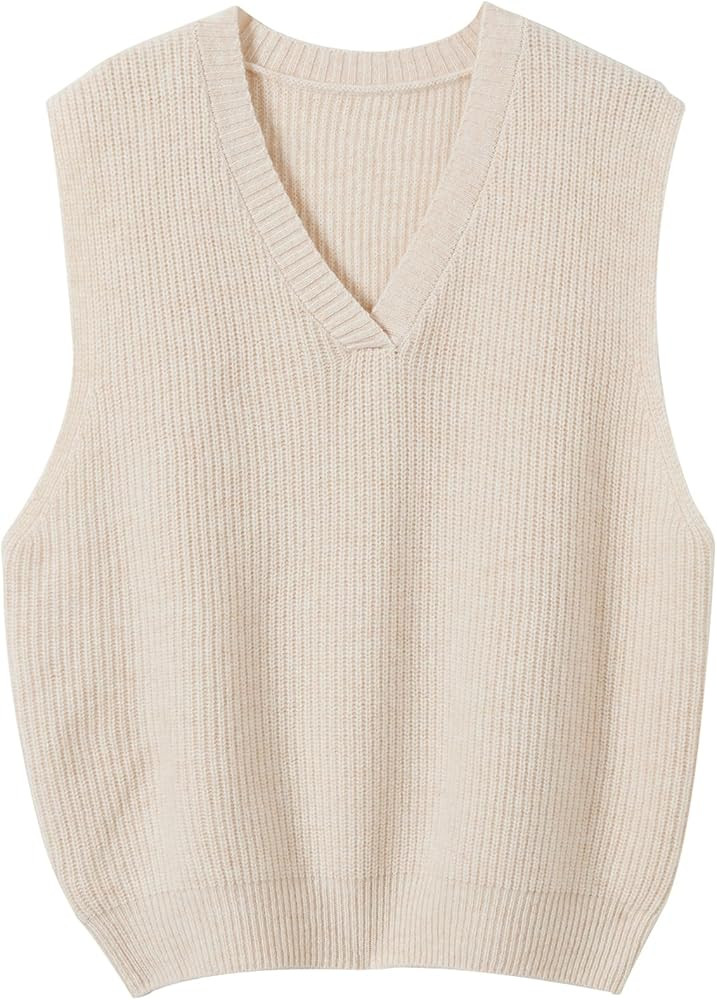 Chanyarn Women's 100% Merino Wool Sweater Vest 2025 Fall Winter Classic V Neck Casual Sleeveless ... | Amazon (US)