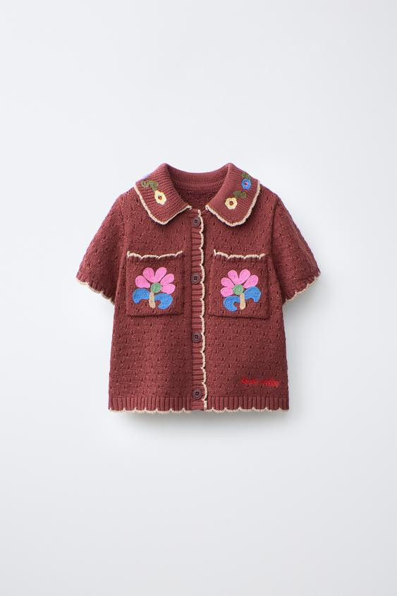 EMBROIDERED FLORAL KNIT POLO SISSEL EDELBO X ZARA KIDS | Zara US