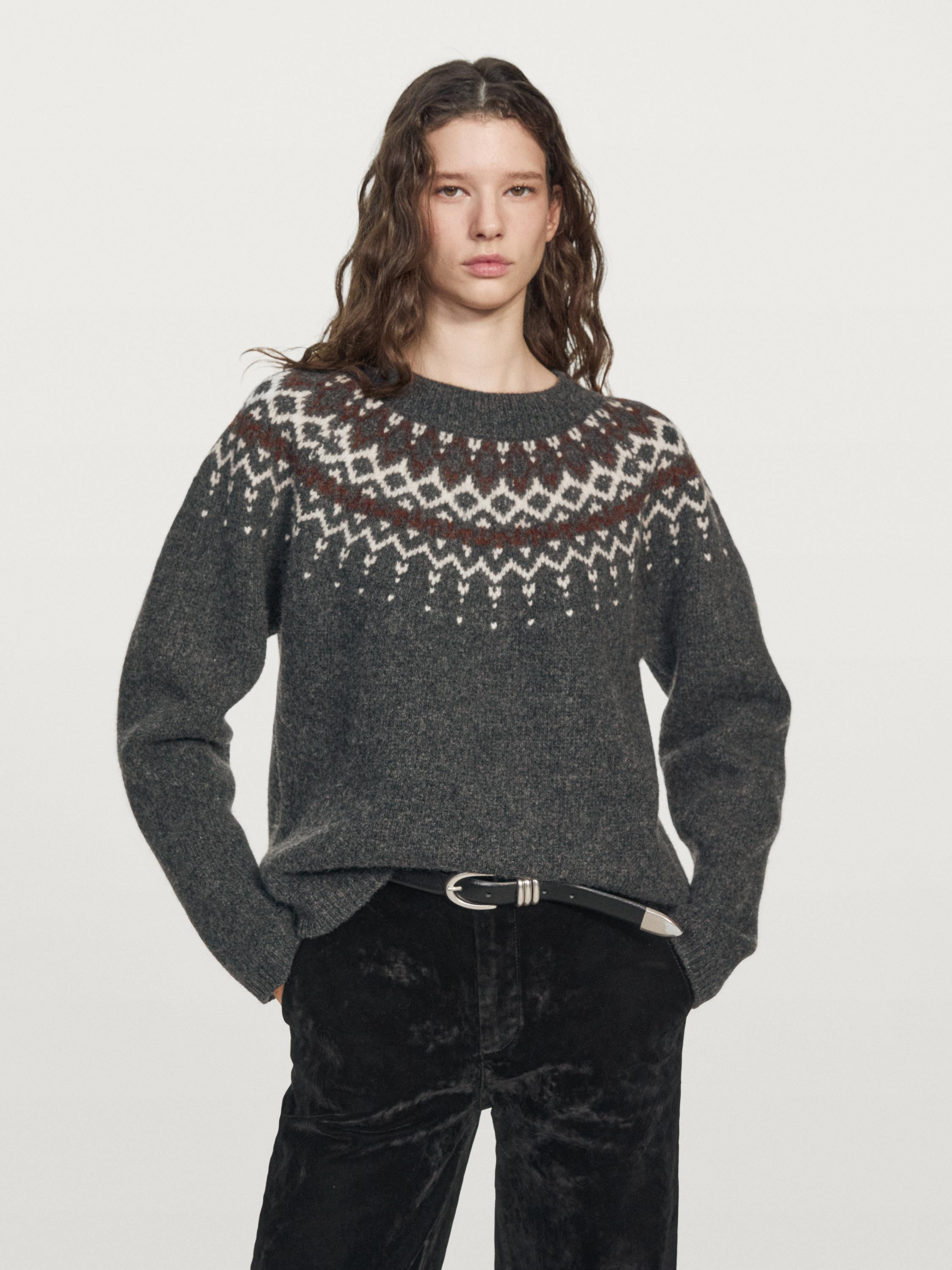 100% wool jacquard knit sweater | Massimo Dutti UK