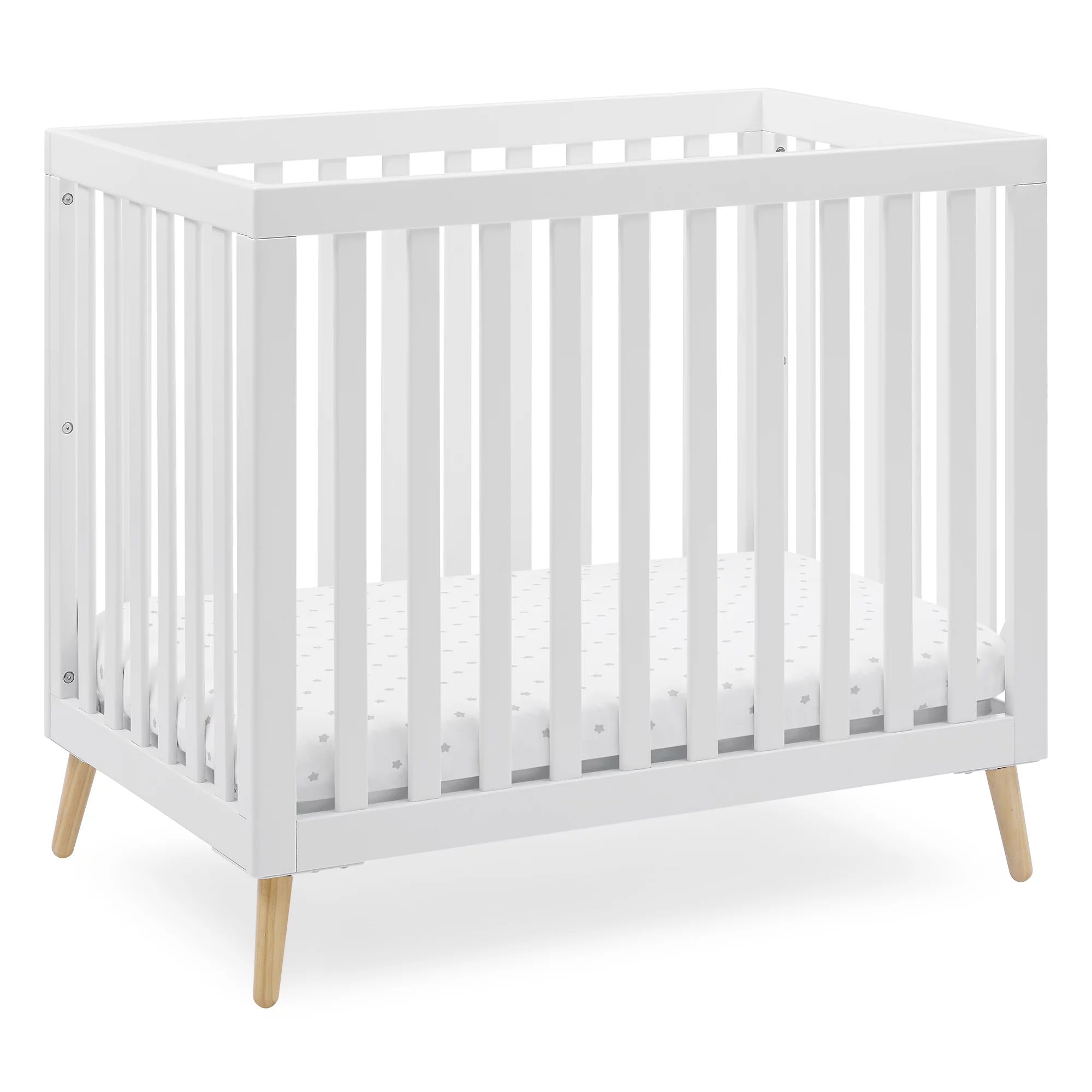 Delta Children Essex Convertible Mini Baby Crib with 2.75-Inch Mattress, Bianca White with Natura... | Walmart (US)