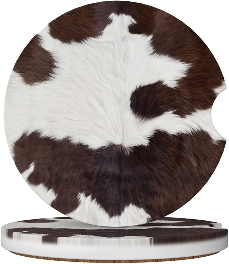 Car Cup Holder Coasters, 2 Pcs Ceramic Coasters with Cork Back and Finger Slot, Anti-Slip Shock A... | Amazon (US)