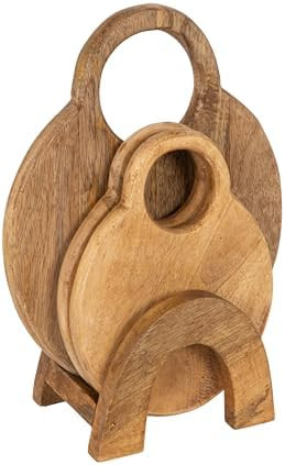 Creative Co-Op 3-Piece Round Mango Wood Cutting Boards in Various Sizes with Stand, Natural | Amazon (US)