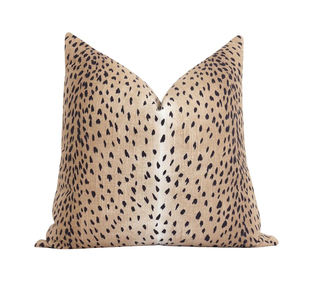 DOUBLE SIDED Deer Pillow, Animal Print Pillow Cover, 16 18 20 22 24 Black Tan Beige Designer Line... | Etsy (US)