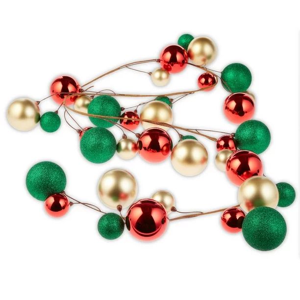 Holiday Time Red, Gold and Green Shatterproof Christmas Ball Garland, 72-Inch - Walmart.com | Walmart (US)