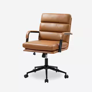 Joa Modern Leather Comfortable Ergonomic Office Chair with Tilt Lock and Center Tilt-CAMEL | The Home Depot