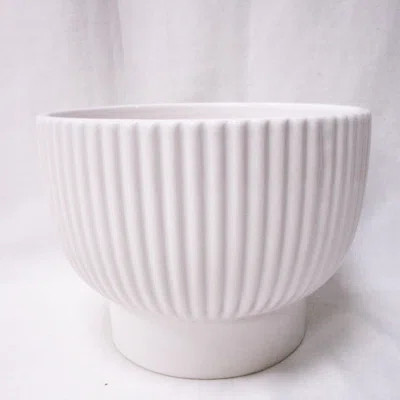 Shiny White Ribbed Dolomite Planter | Wayfair North America