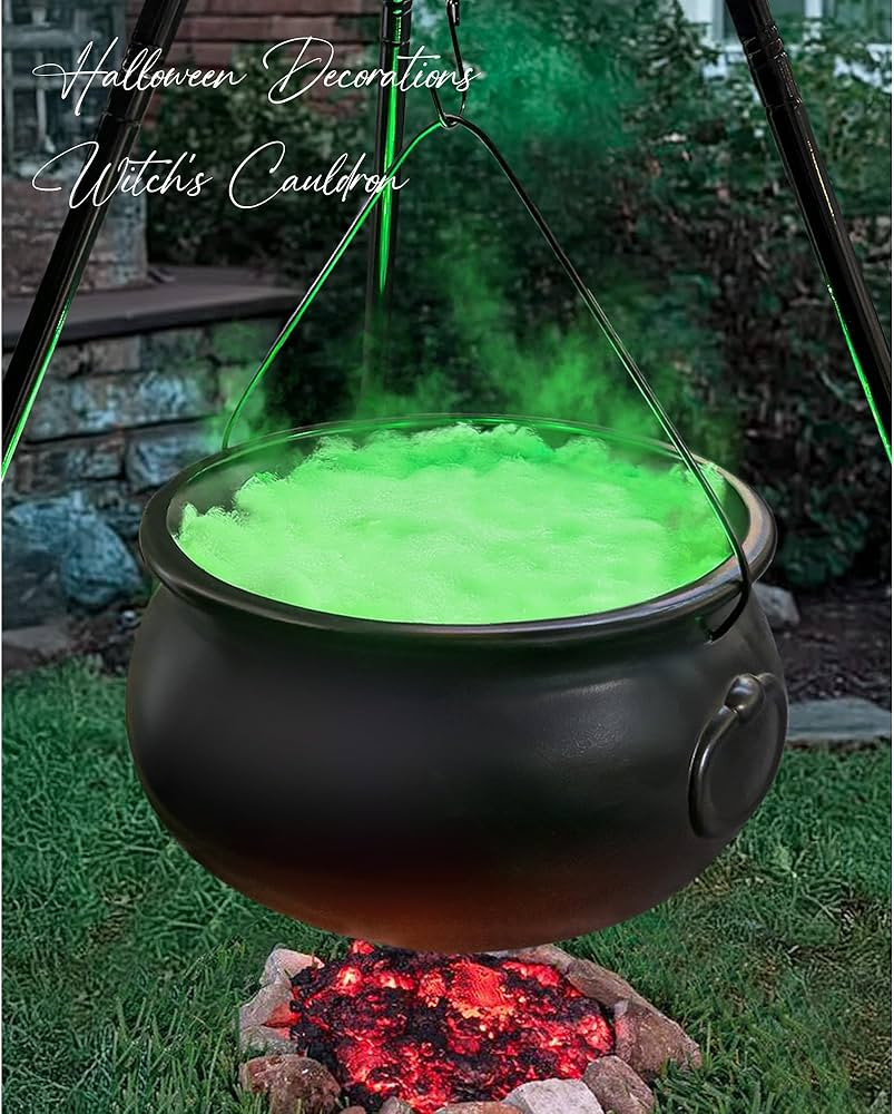 Halloween Decorations - Large Witches Cauldron on 54" Tripod with Lights - Black Plastic Bowl Dec... | Amazon (US)