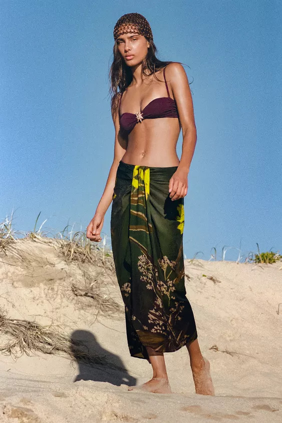 FLORAL PRINT KNOTTED PAREO | Zara US