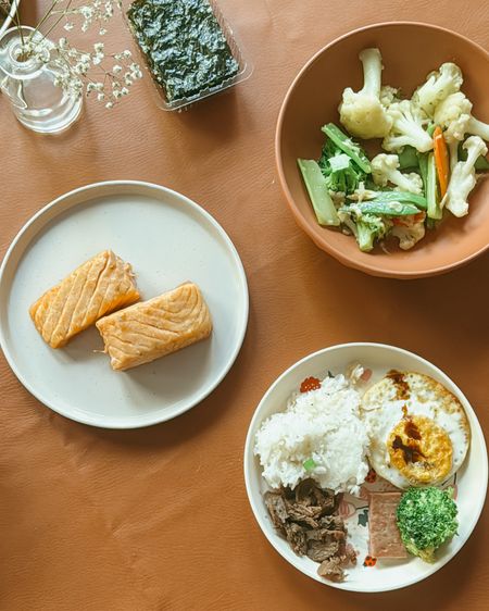 simple table ware for a fast dinner under 30 min. Air fry salmon & garlic saute veggies  

#LTKfamily #LTKkids #LTKhome