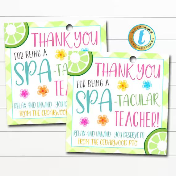 Teacher Gift Tags Spa Theme Teacher Appreciation Spa-tacular | Etsy | Etsy (US)