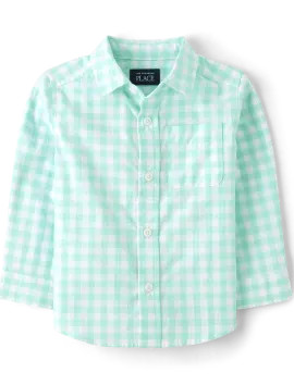 Baby And Toddler Boys Dad And Me Gingham Poplin Button Up Shirt - mellow aqua | The Children's Place