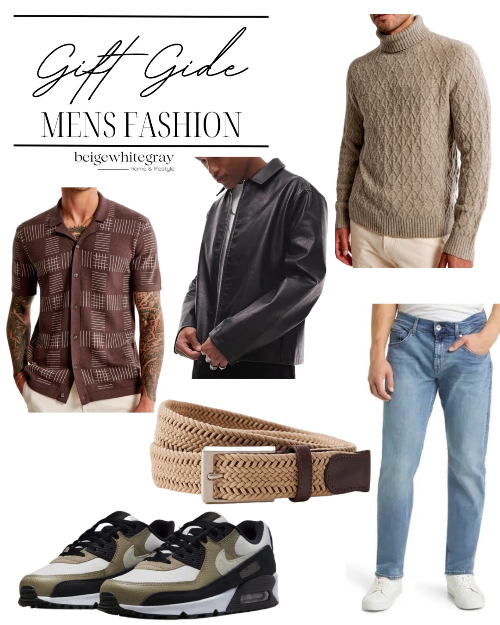 Gift guide: Men’s fashion 
Men’s denim, faux leather jacket, belt, sweater and shoes. 

#LTKstyletip #LTKGiftGuide #LTKmens