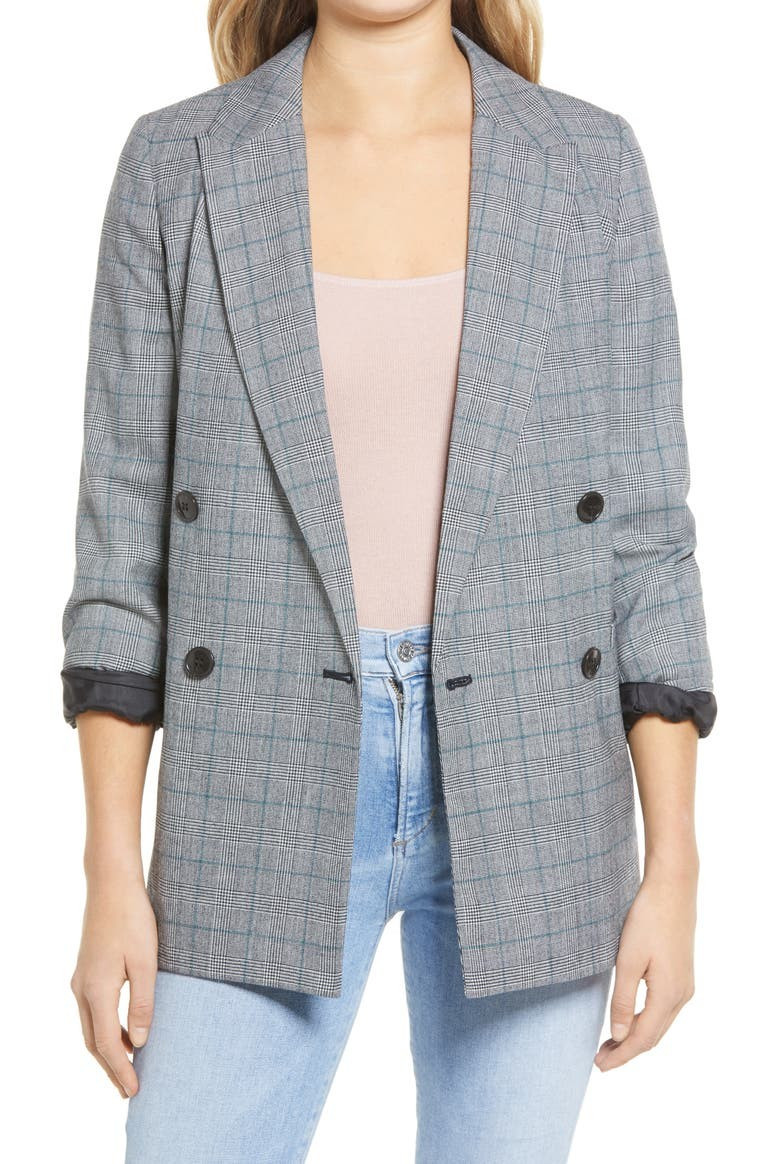 Glen Plaid Double Breasted Wool Blend Blazer | Nordstrom