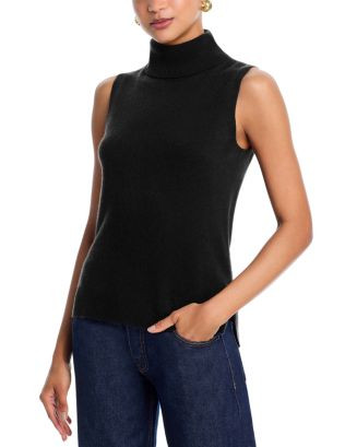 100% Cashmere Split Hem Turtleneck Tank - Exclusive | Bloomingdale's (US)