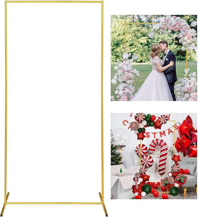 Gold Wedding Arch Backdrop Stand, 6.6FT*3.3FT Square Balloon and Flower Metal Frame for Ceremony,... | Amazon (US)