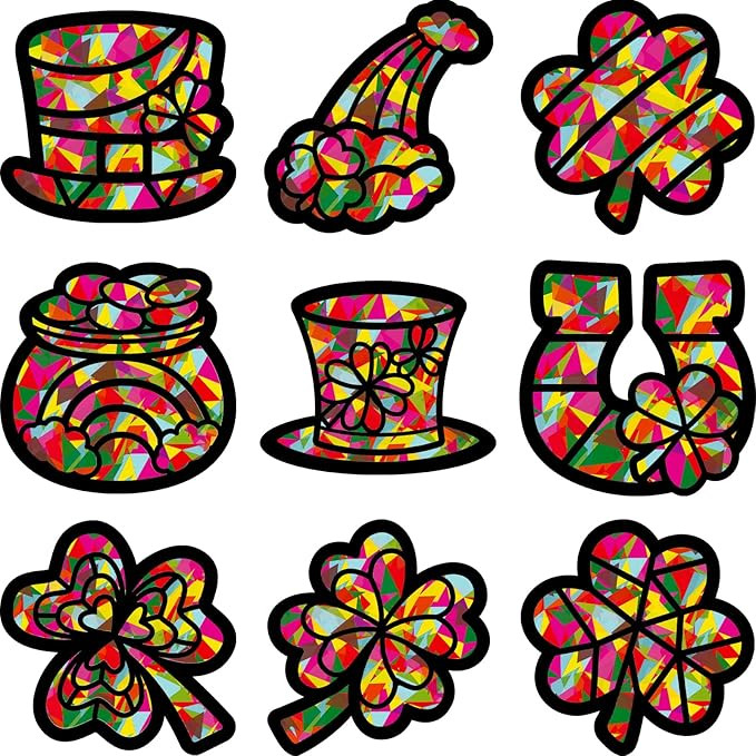 18Pack St. Patrick's Suncatcher Crafts for Kids DIY Shamrock Window Stained Glass Art Kit with Ti... | Amazon (US)