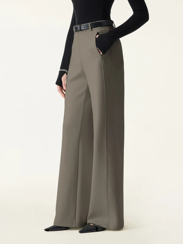 Stretch Cotton Blend Slimming High Rise Wide Leg Pant | OGLmove