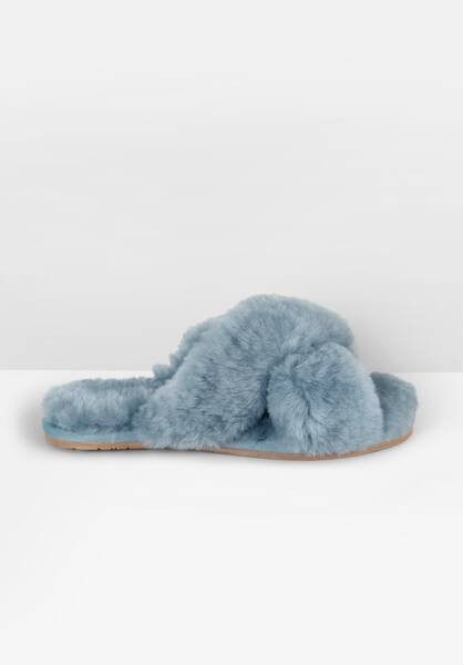Cross Strap Shearling Slippers | Hush Homewear (UK)