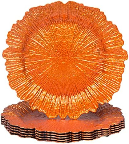 MAONAME Orange Charger Plates, Reef Plates Charger for Dinner Plate,13-inch Plastic Chargers for ... | Amazon (US)