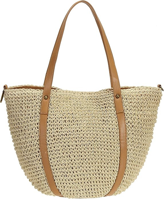 So'each Women's Handbag Wicker Woven Rattan Straw Tote Shoulder Bucket Bag | Amazon (US)