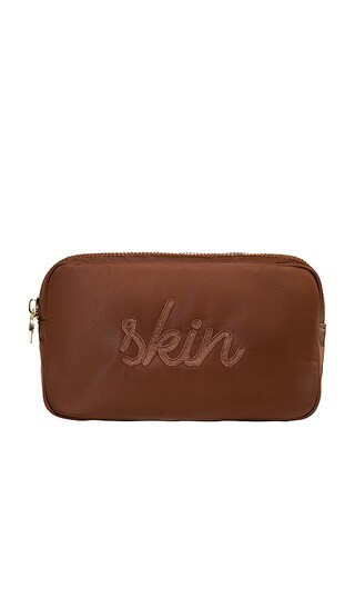 "skin" Embroidered Small Pouch in Espresso | Revolve Clothing (Global)
