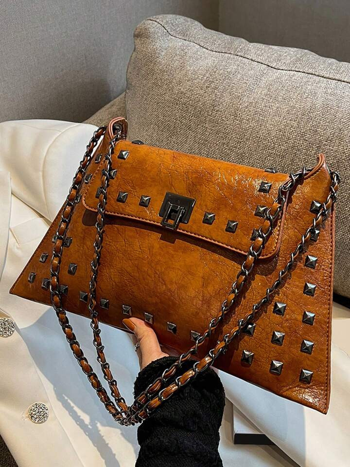 1pc Solid Color Portable Pu Twist Lock Fashion Crossbody Bag. Suitable For Shopping, Dating, Wome... | SHEIN