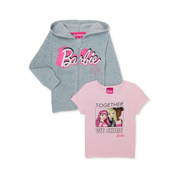 Barbie Toddler Girls Zip-Up Hoodie and Tee Set, 2-Piece, Sizes 2T-5T | Walmart (US)