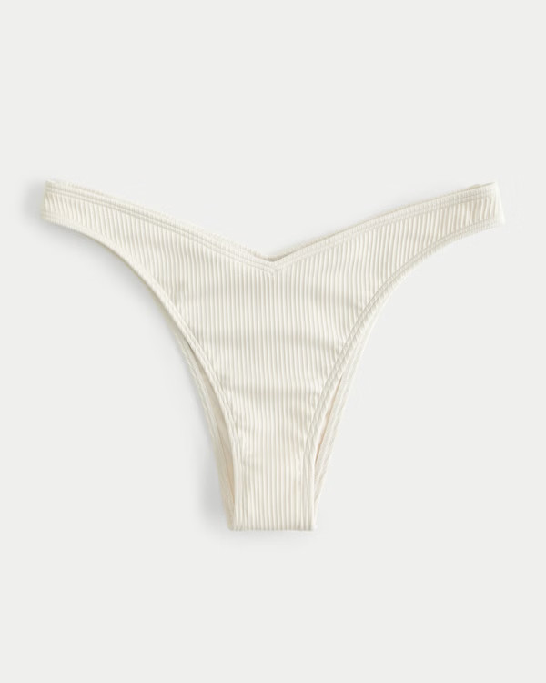 Ribbed V-Front High-Leg Cheekiest Bikini Bottom | Hollister (US)