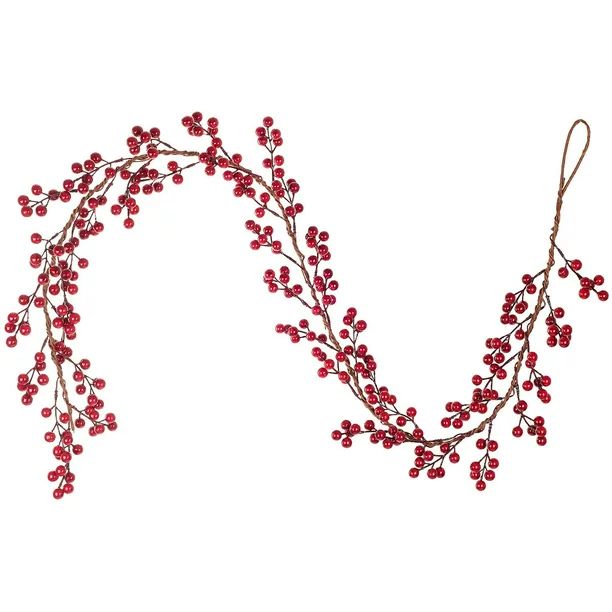 Coolmade 6Ft Red Berry Garland Artificial Burgundy Red Pip Christmas Garland for Indoor | Walmart (US)