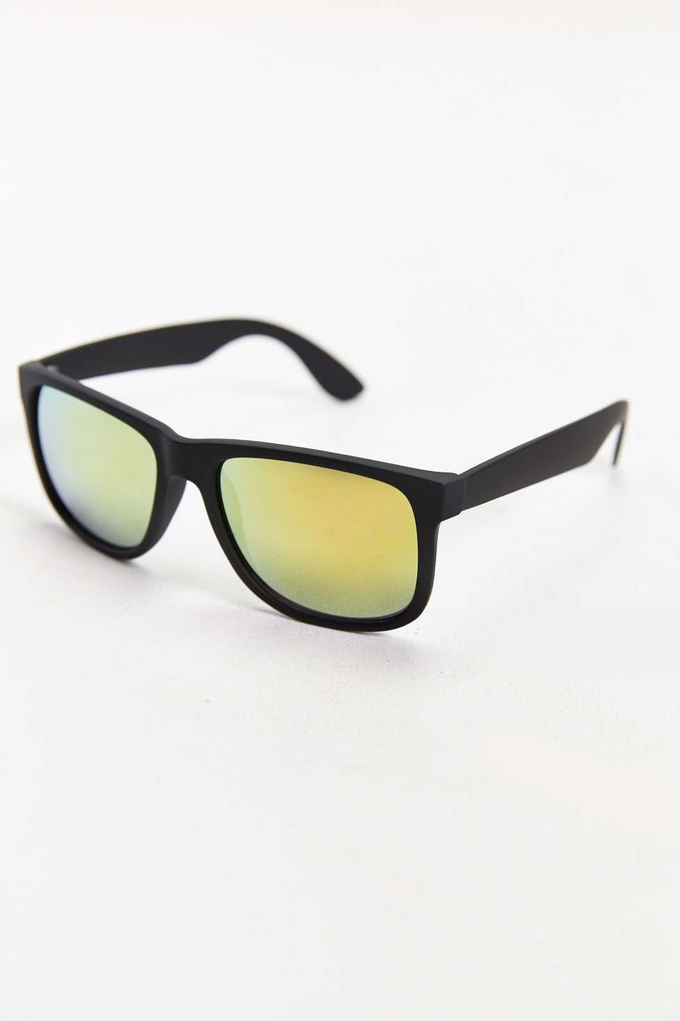 Rubberized Black Red Flash Square&nbsp;Sunglasses | Urban Outfitters US