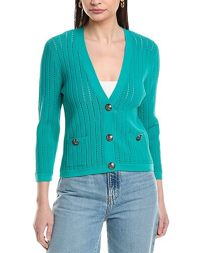 L'AGENCE Irvin Pointelle Cardigan | Gilt & Gilt City