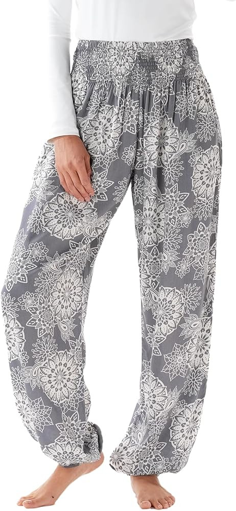 Lotus and Luna Women's Harem Pants Thai Pants for Beach & Lounge High Waisted Flowy Boho Pants Ge... | Amazon (US)