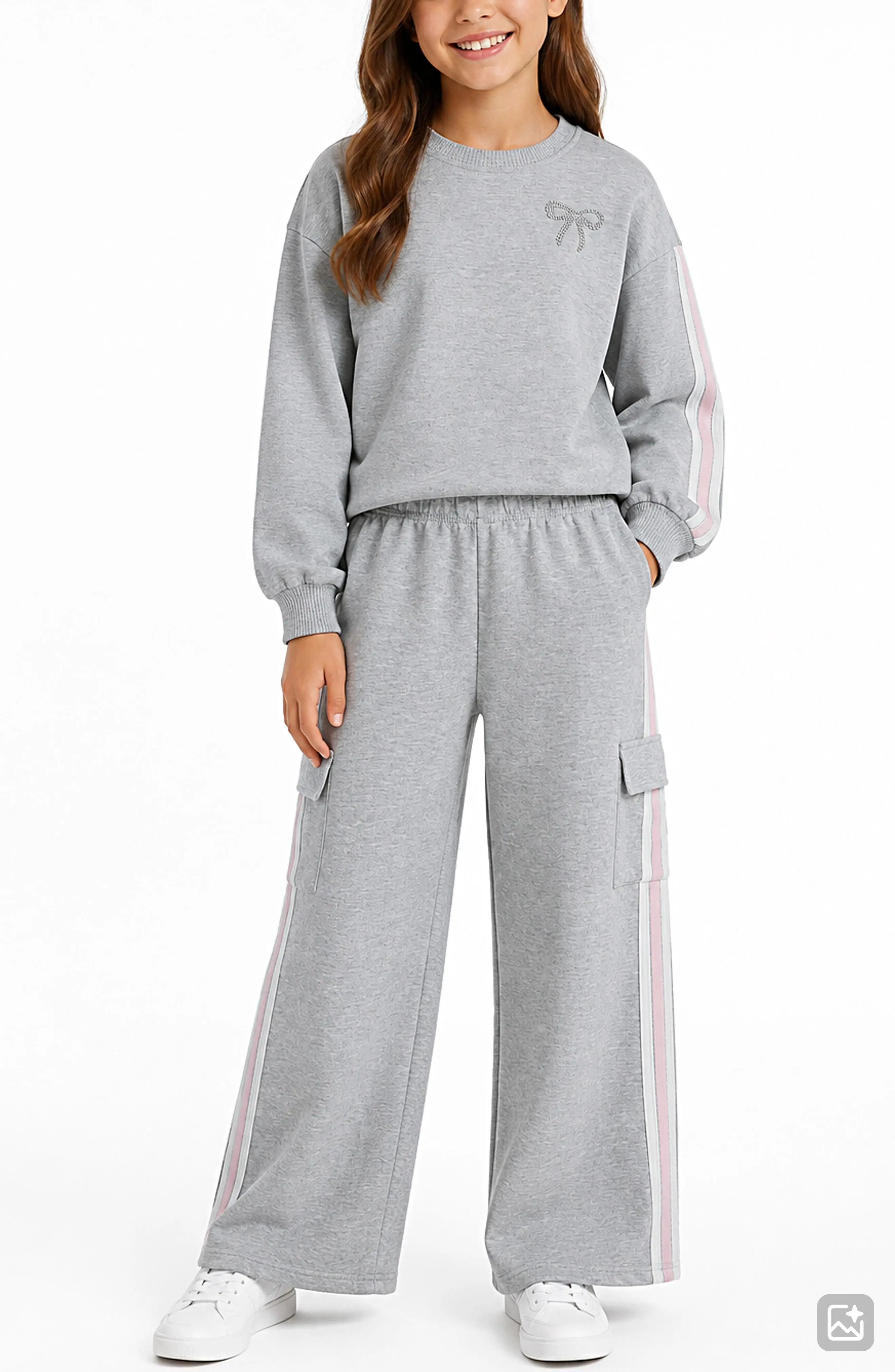 Zunie Kids' 2-Piece Stripe Sweatsuit in Grey at Nordstrom Rack, Size X-Large | Nordstrom Rack