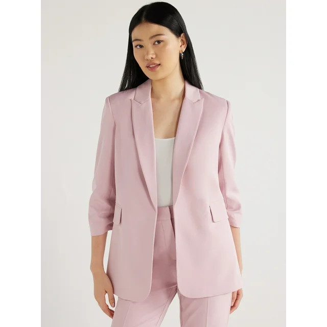 Scoop Women's Relaxed Fit Scrunch Sleeve Blazer, Sizes XS-XXL | Walmart (US)