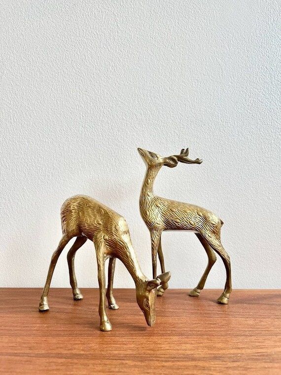 Brass Deer  Set of 2  Pair Doe and Stag  Made in India - Etsy | Etsy (US)