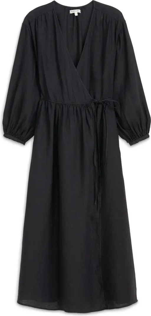 Lauren Long Sleeve Linen Wrap Dress | Nordstrom