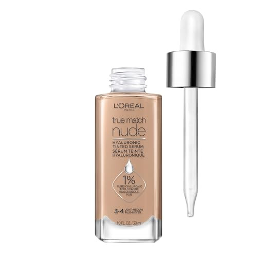 L'Oreal Paris True Match Nude Hyaluronic Tinted Serum Foundation with 1% Hyaluronic acid, Light-M... | Amazon (US)