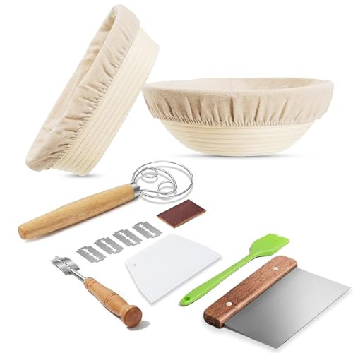 Ineyger Bread Banneton Proofing Basket Set of 2, Banneton Basket 9 Inch Round & 10 Oval Proofing Baskets Sourdough Bread Baking Supplies Sourdough Starter Kit for Making Baking Fermentation | Amazon (US)