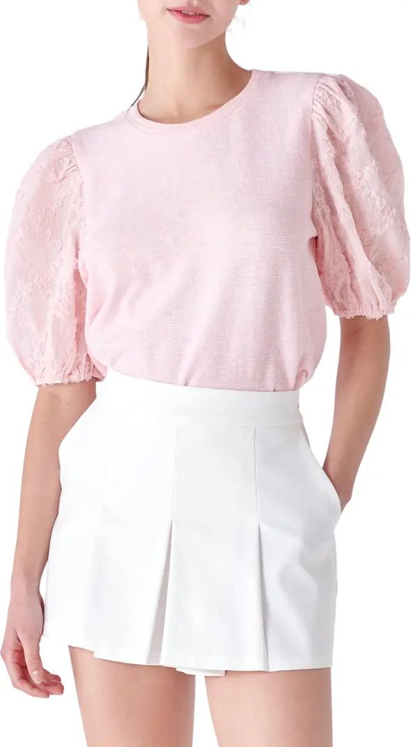 Mixed Media Puff Sleeve Top | Nordstrom
