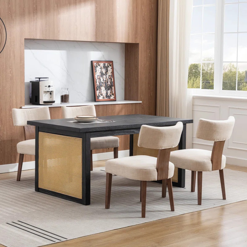 Mid Century Upholstered Side Chairs Farmhouse Dining Chairs With Wood Legs | Wayfair North America