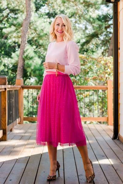 Party Tulle Mesh Midi Skirt | Gibson