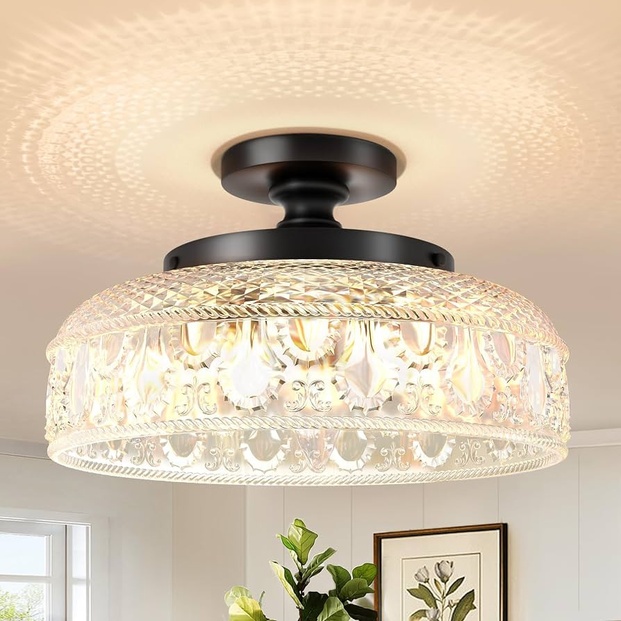 Lamomo Semi Flush Mount Ceiling Light, Upgraded Larger Black Hallway Light Fixture, 3-Bulb Globe ... | Amazon (CA)