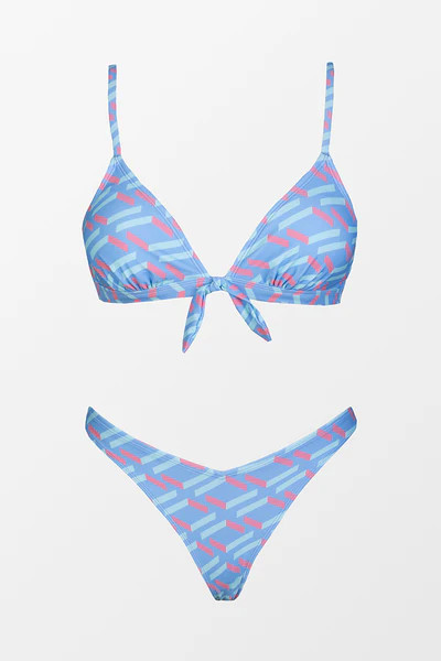 Hashtag Geo Bralette And Ultra Cheeky Hipster Bikini Set | Cupshe