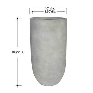 10 in. Clovis Medium Gray Smooth Cement Composite Round Cylinder Planter (10 in. D x 18.3 in. H) | The Home Depot