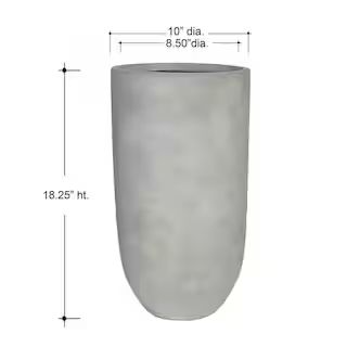 10 in. Clovis Medium Gray Smooth Cement Composite Round Cylinder Planter (10 in. D x 18.3 in. H) | The Home Depot